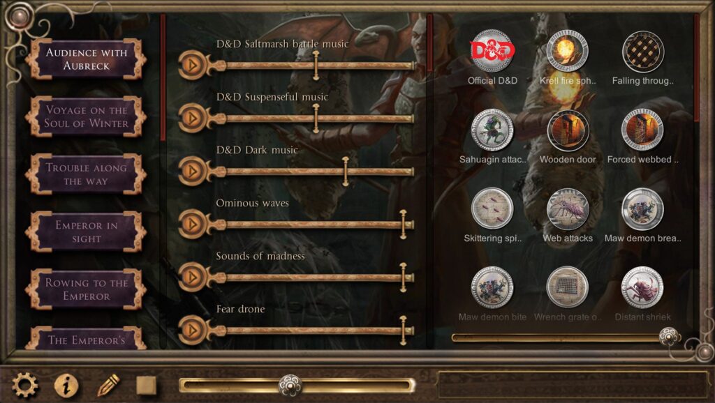 A screenshot of Syrinscape's official content for the Dungeons & Dragons adventure book "Ghosts of Saltmarsh"