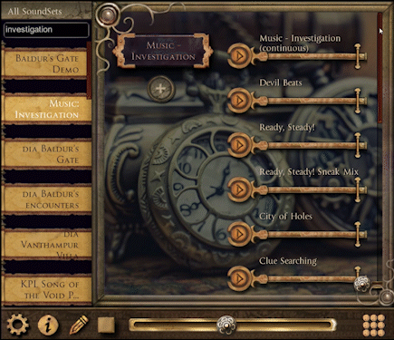 A gif of one of the playlists of music in Syrinscape.