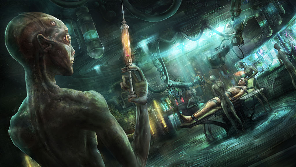 A scary looking alien injecting a little character into a player's PC